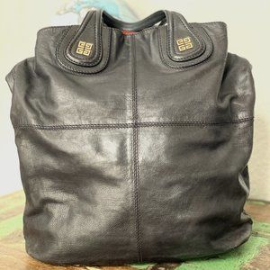 GIVENCHY Nightingale Black w/Red Suede Liner Lambskin Leather Tote Bag